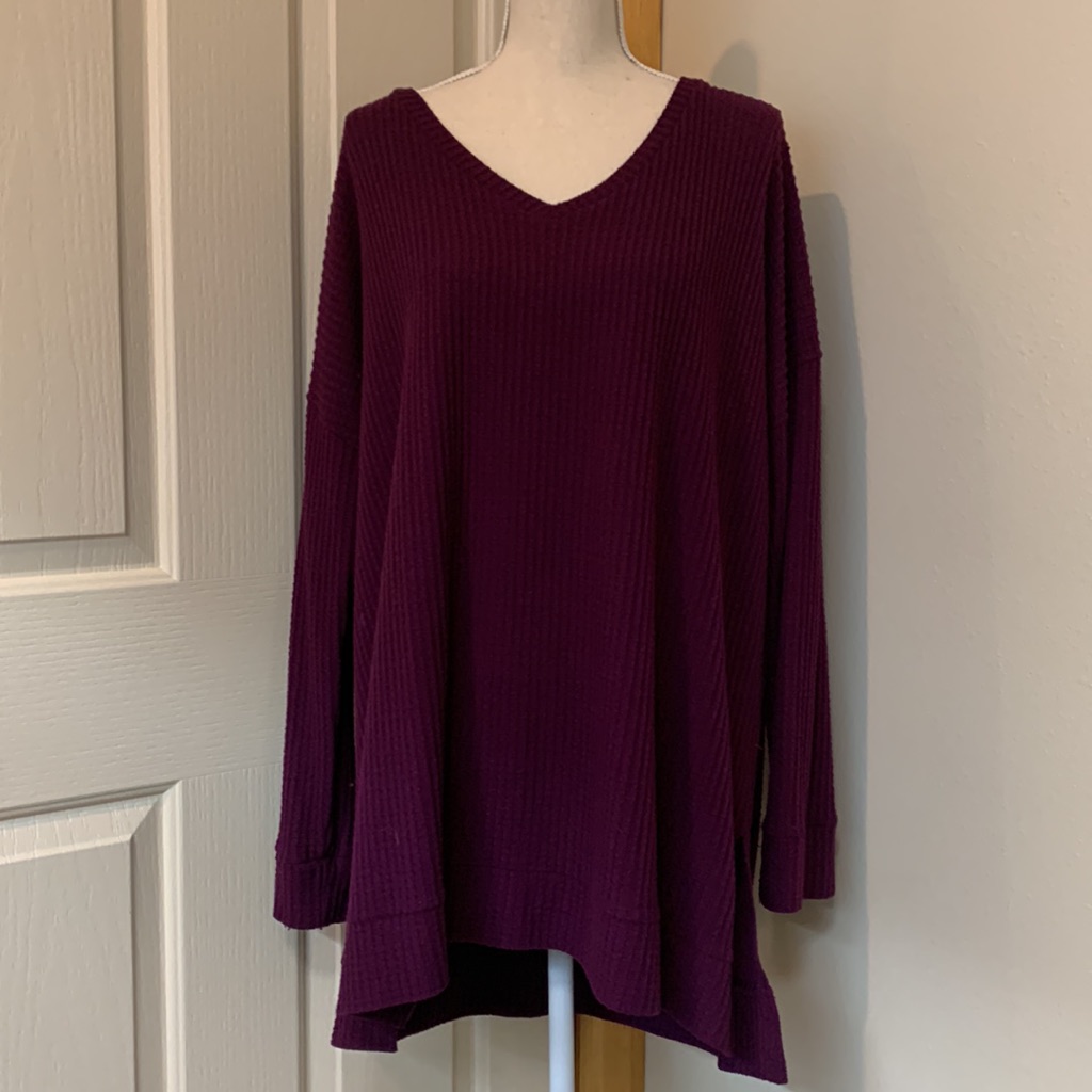 Euc Wine Colored Waffle Knit Pullover